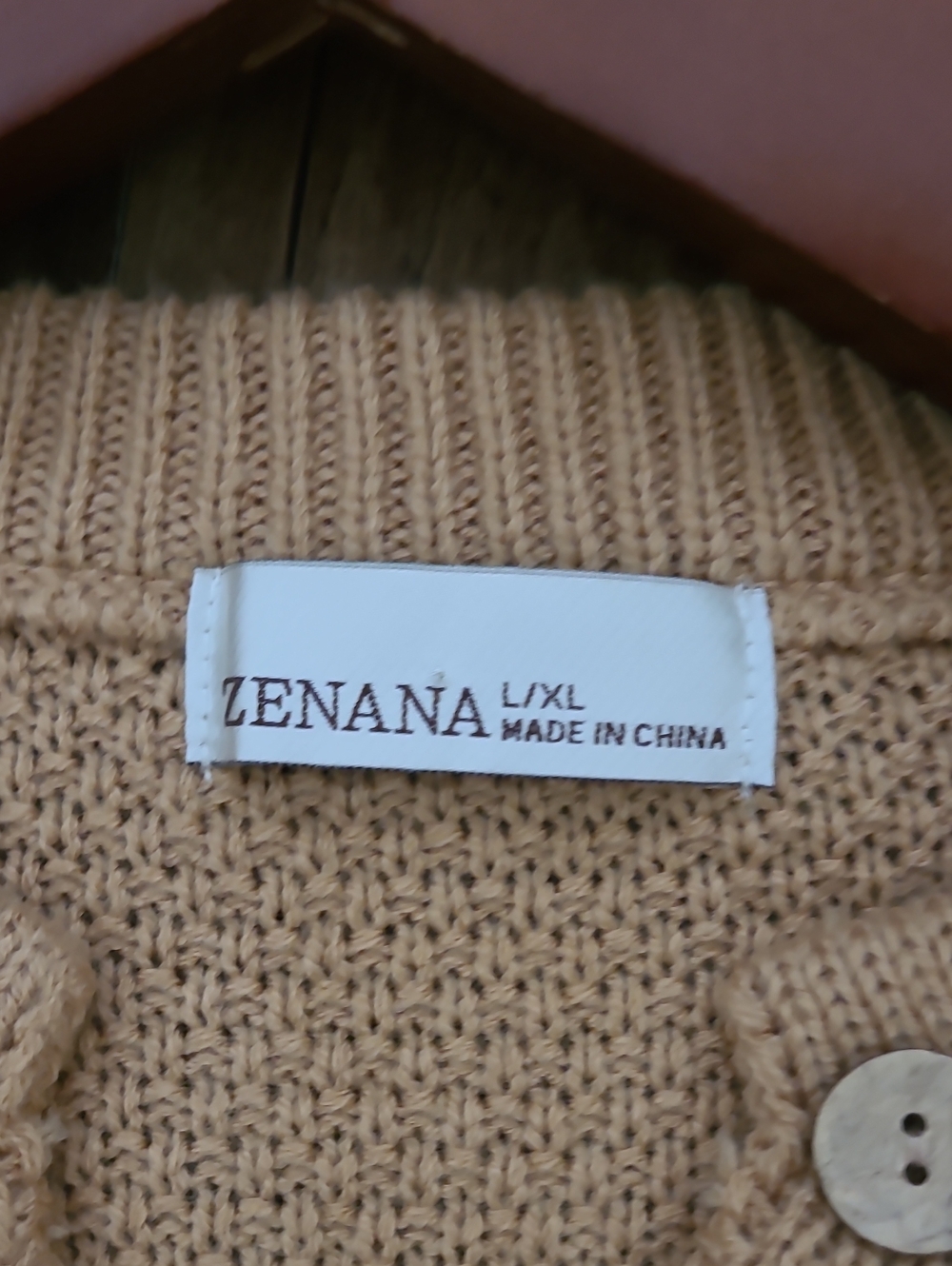 Tan Knit Henley Sweater - Picture 3 of 3